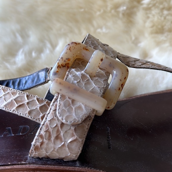 Prada Snakeskin Leather Buckle Sandals - Picture 3 of 9